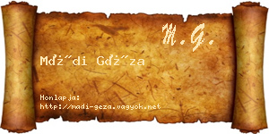 Mádi Géza névjegykártya