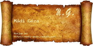 Mádi Géza névjegykártya